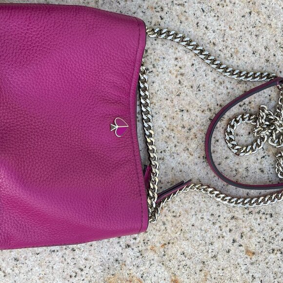 Kate Spade Polly Pink Genuine Leather Gold Chain Crossbody EUC coquette barbie - Picture 5 of 13